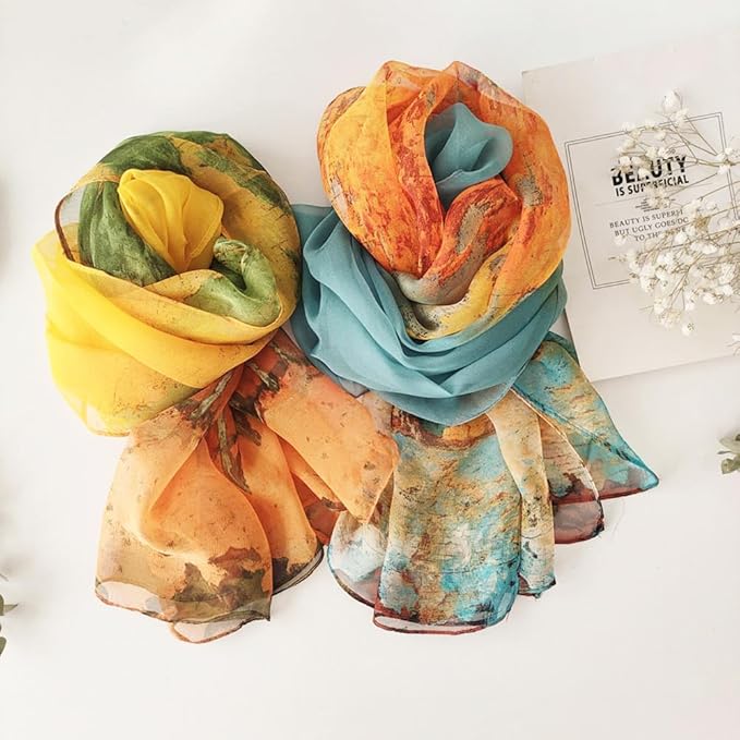 Pokeedioty Scarfs for Women Lightweight Fashion Scarves Elegant Floral Pattern Sheer Scarfs Sunscreen Shawls Wraps