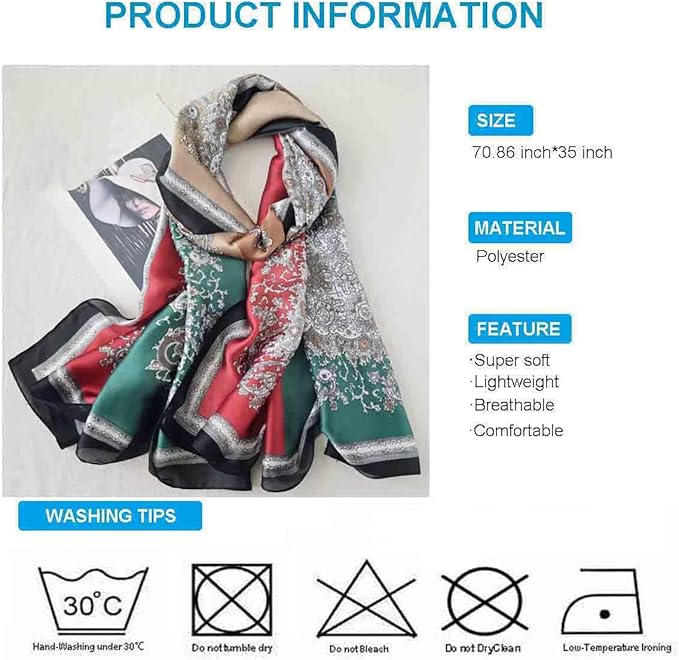 Xyueanlo Scarfs for Women Lightweight Scarves Fashion Print Floral Pattern Head Scarf Wraps Shawls