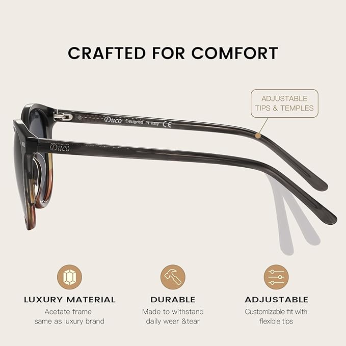 DUCO Polarized Sunglasses for Women Retro Round Women's Sunglasses Classic Vintage UV400 Shades DC1230