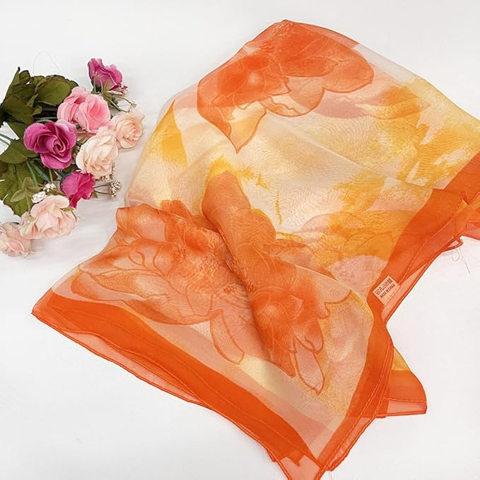 Pokeedioty Scarfs for Women Lightweight Fashion Scarves Elegant Floral Pattern Sheer Scarfs Sunscreen Shawls Wraps