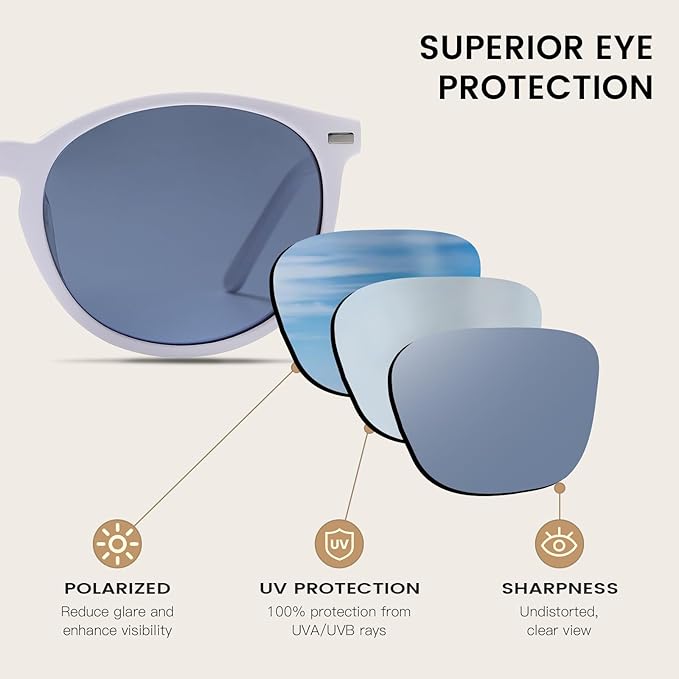 DUCO Polarized Sunglasses for Women Retro Round Women's Sunglasses Classic Vintage UV400 Shades DC1230