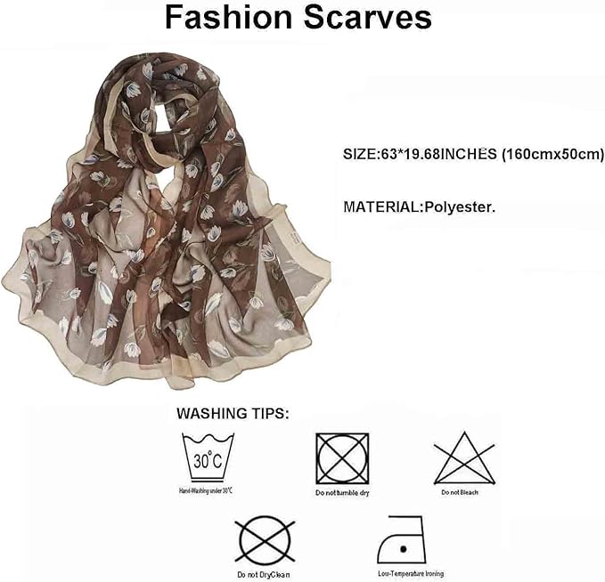 Pokeedioty Scarfs for Women Lightweight Scarves Elegant Floral Pattern Sheer Scarfs Shawls Wraps