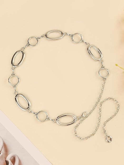 Waist Chain Belt Women Circle O-Ring Metal Link Body Chains Plus Size Gold Tone Chain Belt Fashion Waist Jewelry for Dress