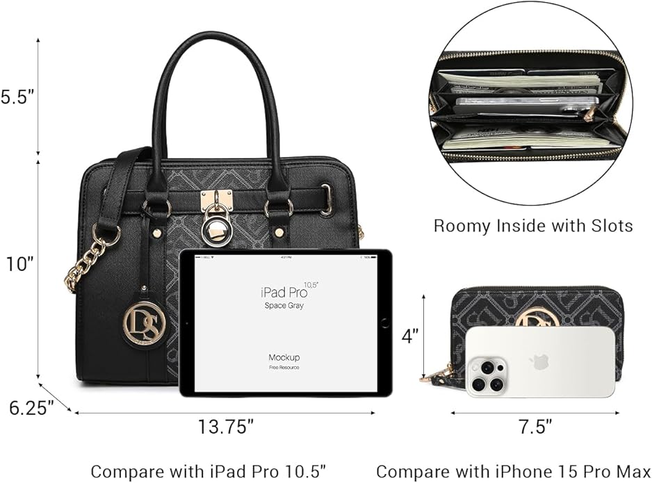 Dasein Handbags Purses Set for Women Top Handle Satchel Shoulder Bags Large Work Tote Bag with Matching Wallet