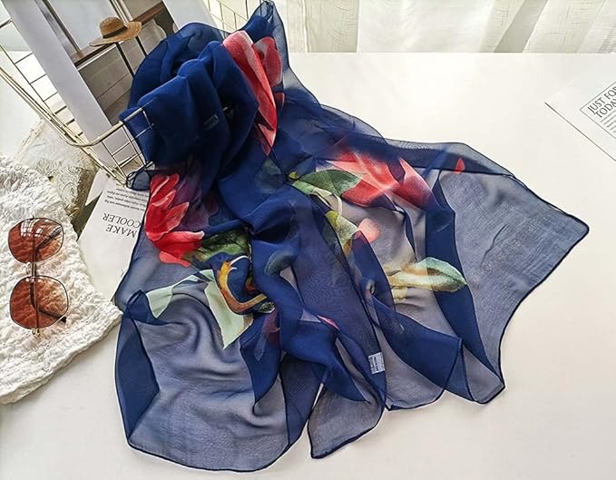 Pokeedioty Women’s Scarf Lightweight Elegant Floral Pattern Scarf Fashion Scarves Sheer Scarfs Shawls