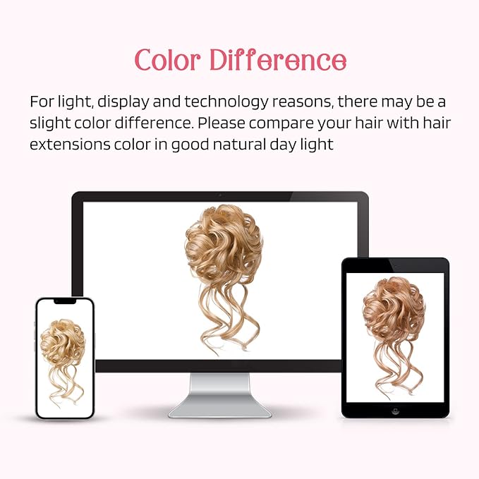 HOOJIH 2PCS Messy Bun Hair Piece, Tousled Updo with Tendrils Hair Bun Extensions Wavy Curly Hair Wrap Ponytail Hairpieces Hair Scrunchies for Women HB010 Dasiy - Golden Blonde…