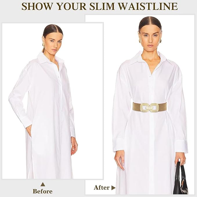 Glamorstar Women Wide Stretchy Belts Elastic Waist Belts for Dresses