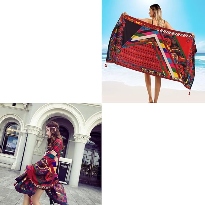 Yeieeo Boho Scarf for Women Lightweight Floral Printed Scarf Fall Winter Fashion Fringed Shawl