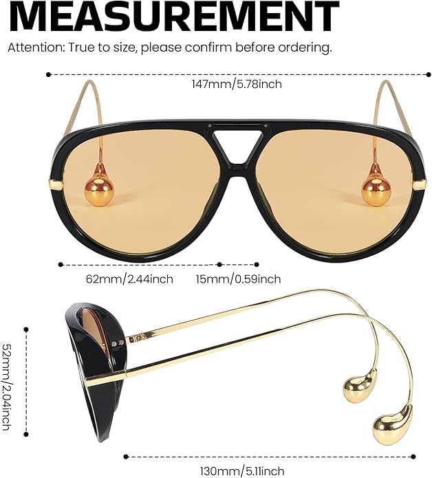 SODQW Oversized Aviator Sunglasses for Women With Earring Trendy Large Big XL Size 2025 Designer Ladies Shades