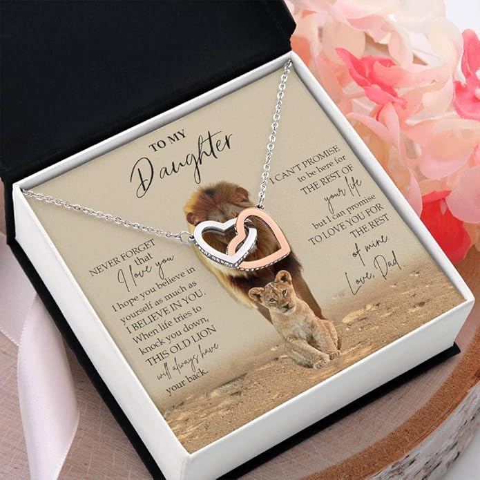 VIRAGIL To My Daughter Gift Necklace From Dad or Mom - Badass Daughter Jewelry With Heartfelt Message & Elegant Box