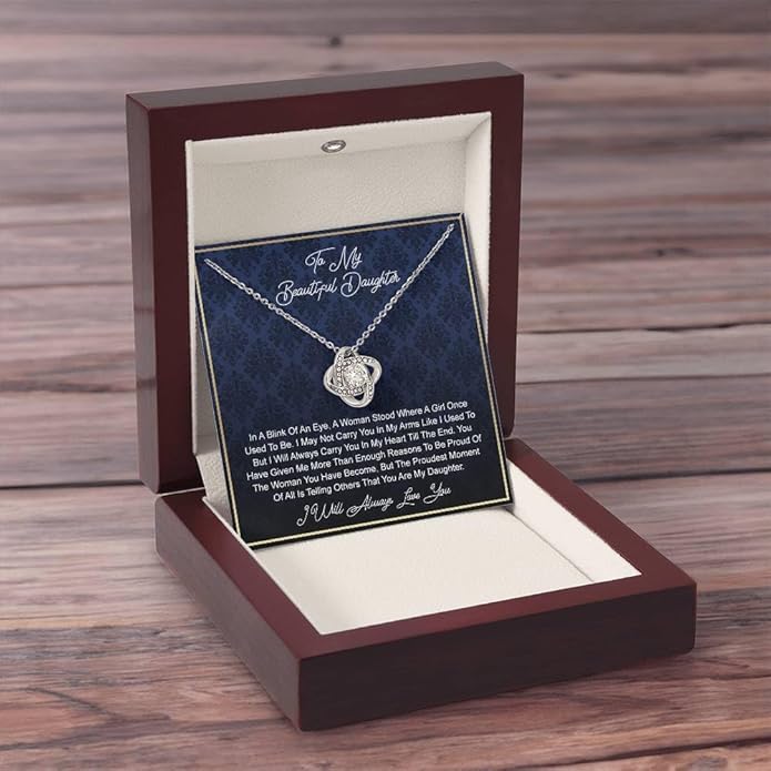VIRAGIL To My Daughter Gift Necklace From Dad or Mom - Badass Daughter Jewelry With Heartfelt Message & Elegant Box