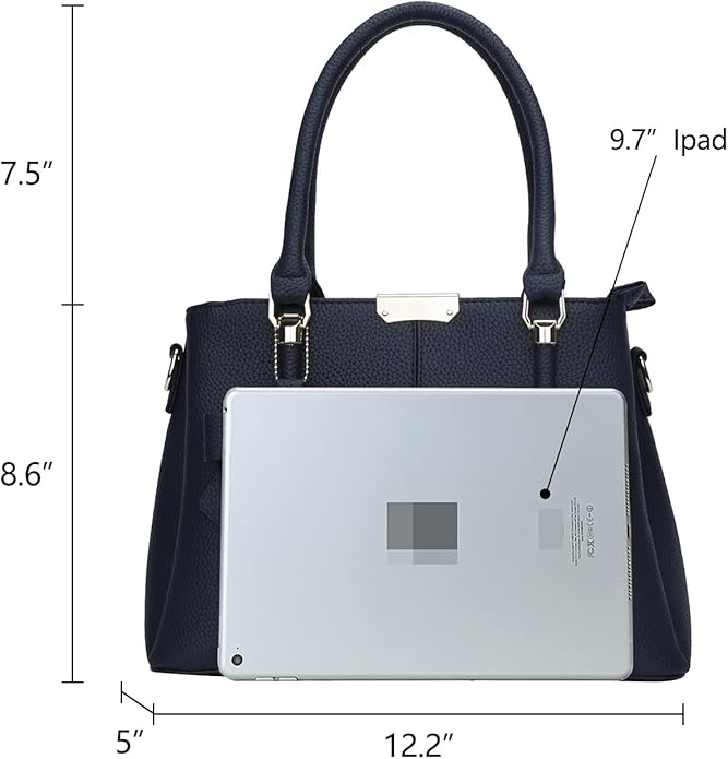 KKXIU 3 Zippered Compartments Purses and Handbags for Women Top Handle Satchel Shoulder Ladies Bags