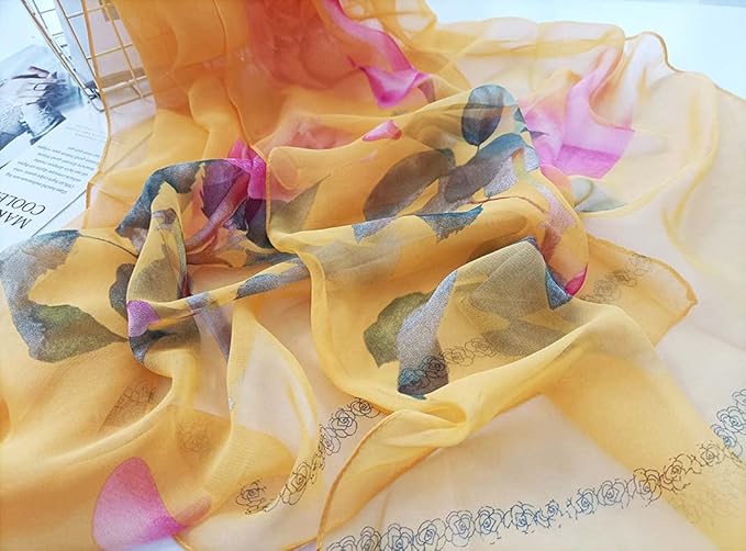 Pokeedioty Women’s Scarf Lightweight Elegant Floral Pattern Scarf Fashion Scarves Sheer Scarfs Shawls