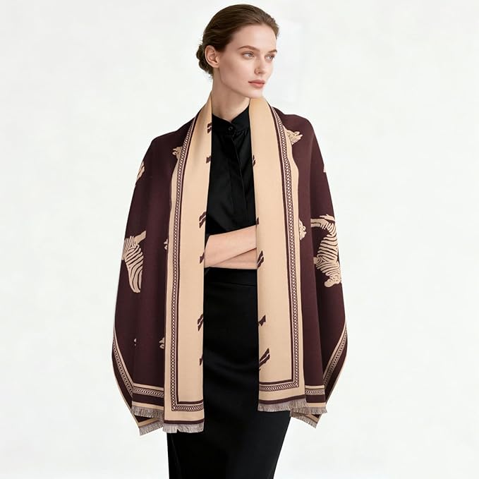 EXTREE Scarfs for Women Pashmina Silky Shawl Wrap for Evening Dressing Blanket Open Front Poncho Cape