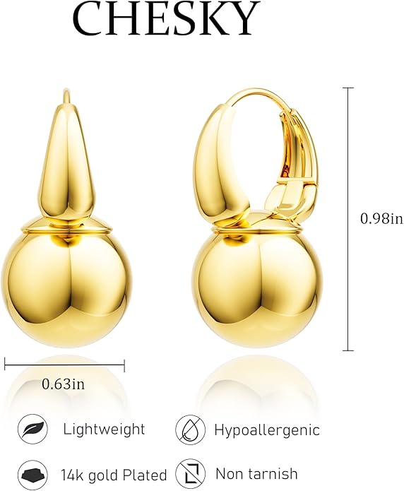 CHESKY Christmas Gifts Pearl Earrings for Women, Dainty 14K Gold Plated/Silver Plated Drop Quality Handpicked AAA+ Freshwater Cultured Round Pearls Dangle Earrings Wedding Jewelry for Women Gifts