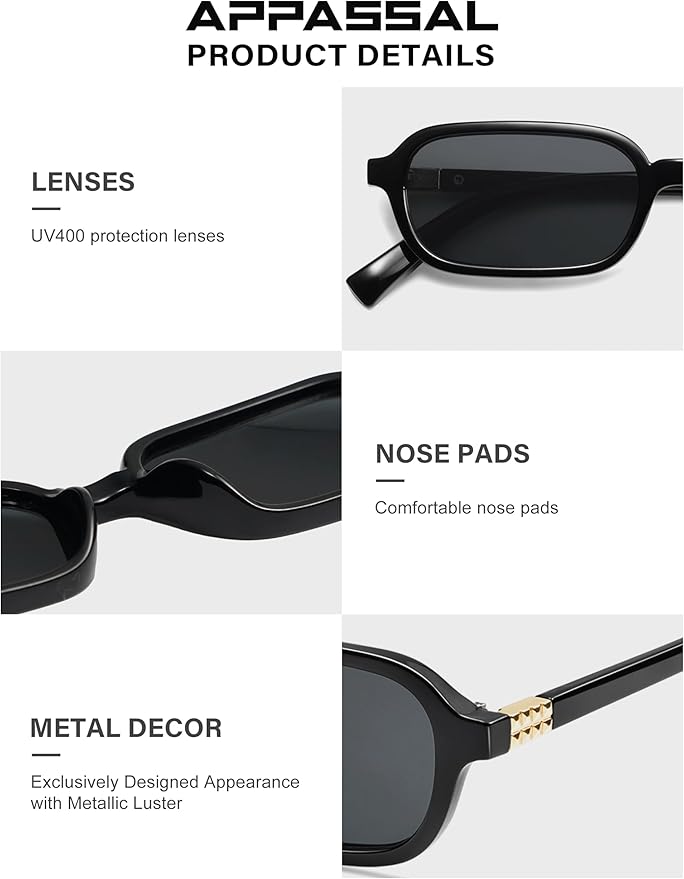 Retro Rectangular Sunglasses for Women Vintage Fashion Trendy Funny Small 90s Square Sunnies 2025 AP3698