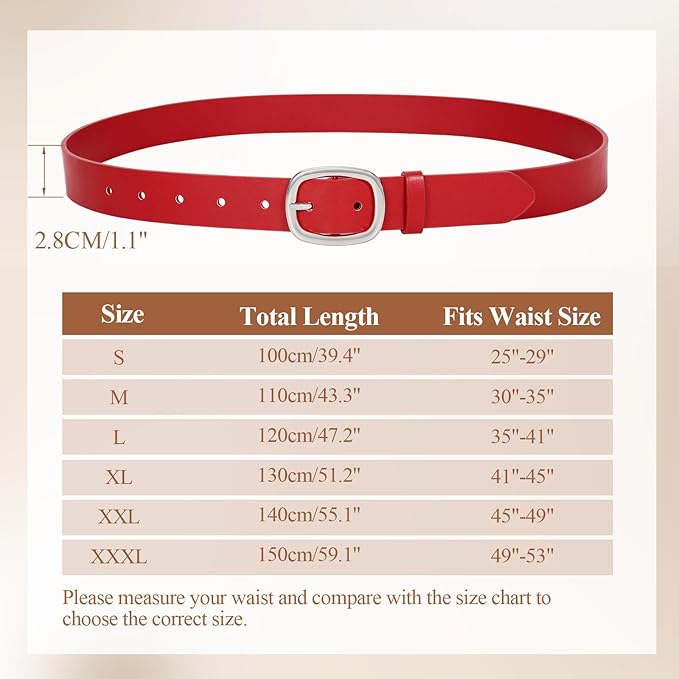 WHIPPY Women Leather Belt Casual Fashion Gold Buckle Leather Waist Belt for Jeans Pants Dresses Chic Ladies Belt