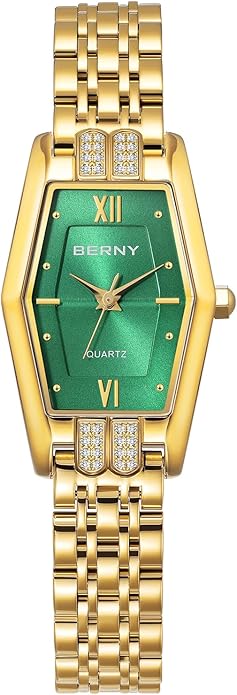 BERNY Gold Watches for Women Dainty Hexagon Ladies Quartz Wrist Watches Stainless Steel Band Fashion Analog Watch Luxury Bracelet