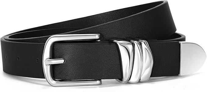 VONMELLI Women's Belt for Jeans Dress Leather Belt for Women Fashion Waist Ladies Belt with Silver Buckle