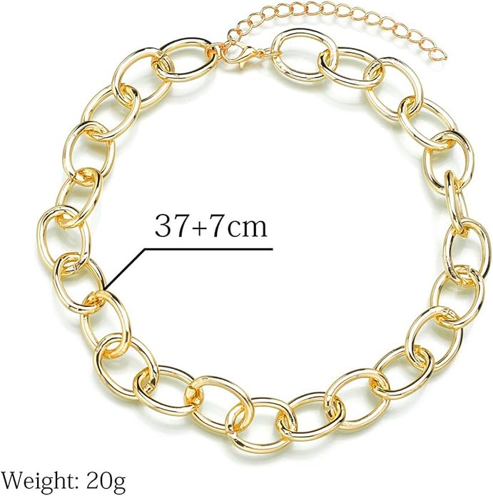 coadipress Gold Link Chain Earrings Necklace Set for Women Minimalist Gold Plated Chain Link Earrings Punk Oval Dainty Chunky Chain Necklace Trendy Jewelry