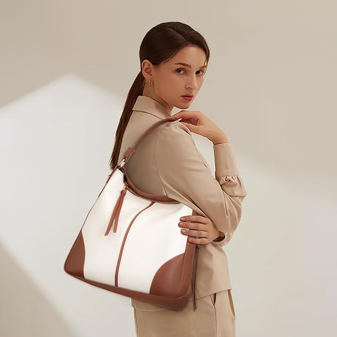Realer Hobo Crossbody Bags for Women Designer Faux Leather Hobo Handbags Retro Large Size Shoulder Bag Bucket Purse
