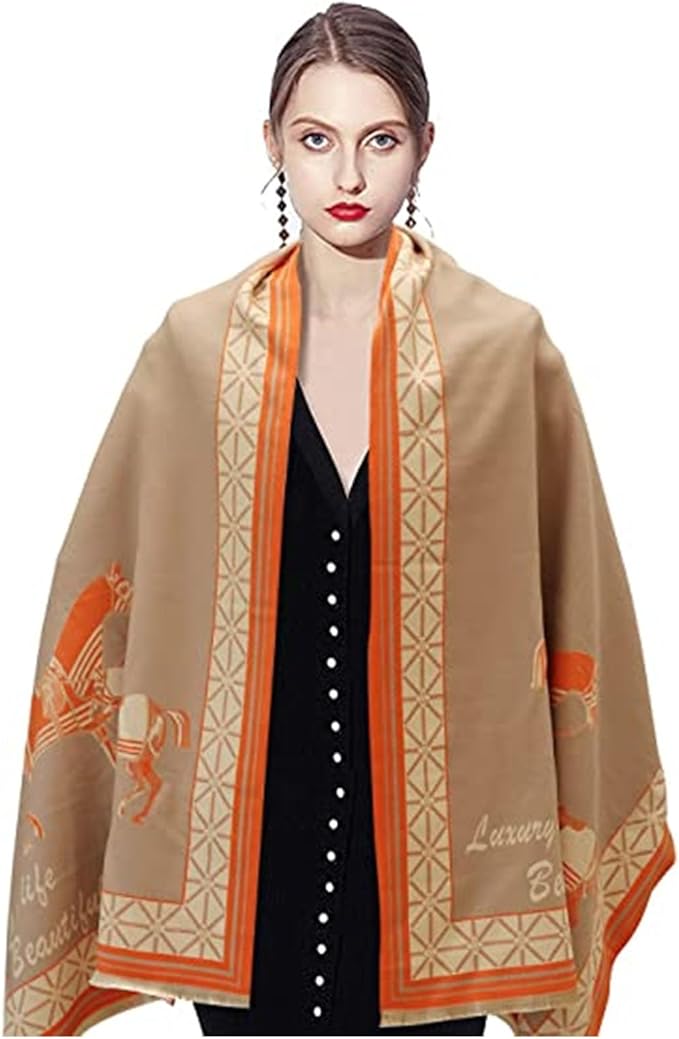 EXTREE Scarfs for Women Pashmina Silky Shawl Wrap for Evening Dressing Blanket Open Front Poncho Cape