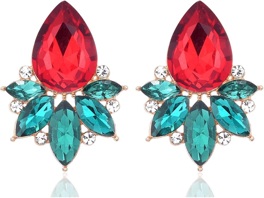 Vintage Rhinestone Earrings Fancy Crystal Cluster Drop Earrings Art Deco Earrings for Women
