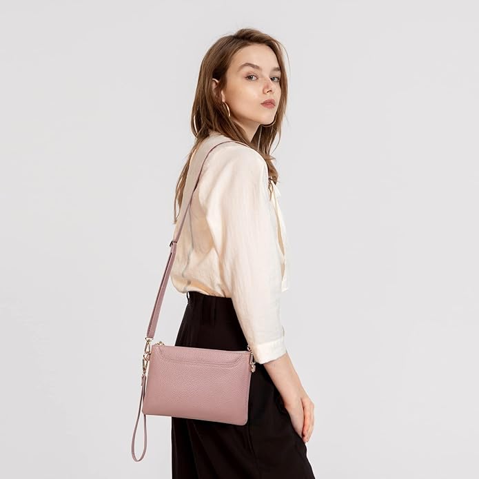 SENDEFN Leather Wristlet Clutch Small Women Crossbody Shoulder Bag Wallet Purses RIFD Card Slots