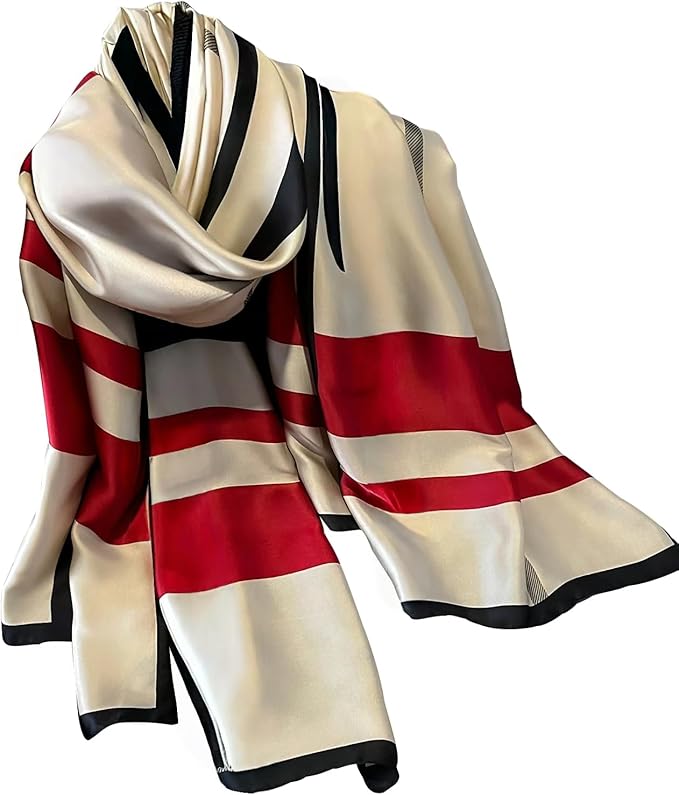 NUWEERIR Womens 100% Large Mulberry Silk Scarf Long Satin Scarf Fashion Lightweight Wraps