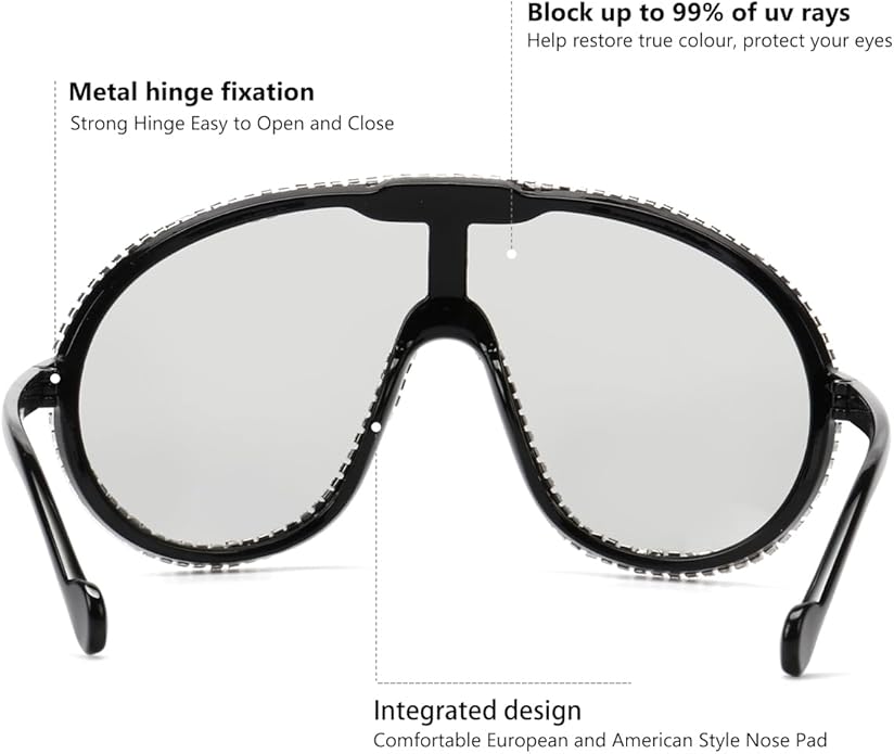 Trendy Oversized Sunglasses for Women Men Fashion Shield Aviator Sun Glasses UV400 Protection Goggles