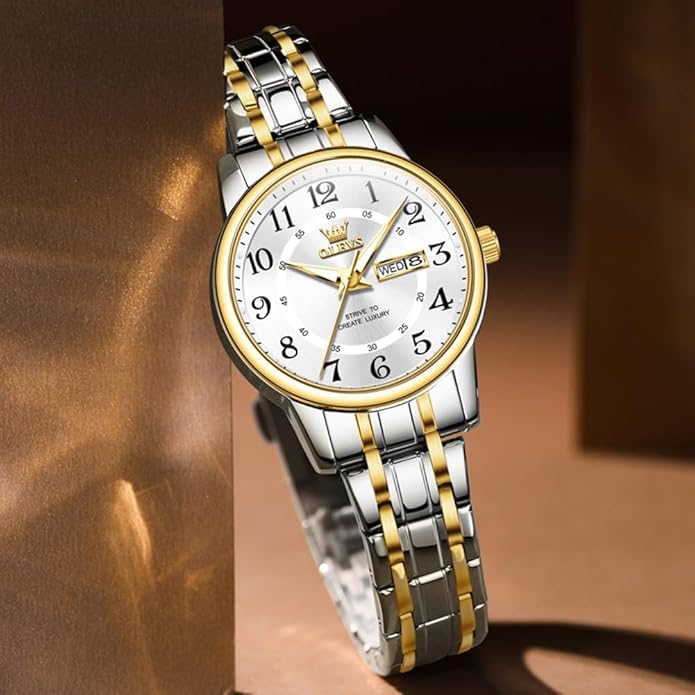 OLEVS Stainless Steel Women's Watch Dress Watches for Women with Date Fashion Ladies Business Waterproof Analog Quartz Small Wrist Watch Reloj Mujer