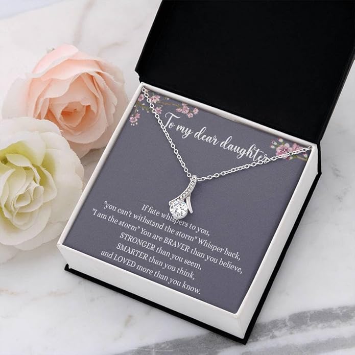 VIRAGIL To My Daughter Gift Necklace From Dad or Mom - Badass Daughter Jewelry With Heartfelt Message & Elegant Box