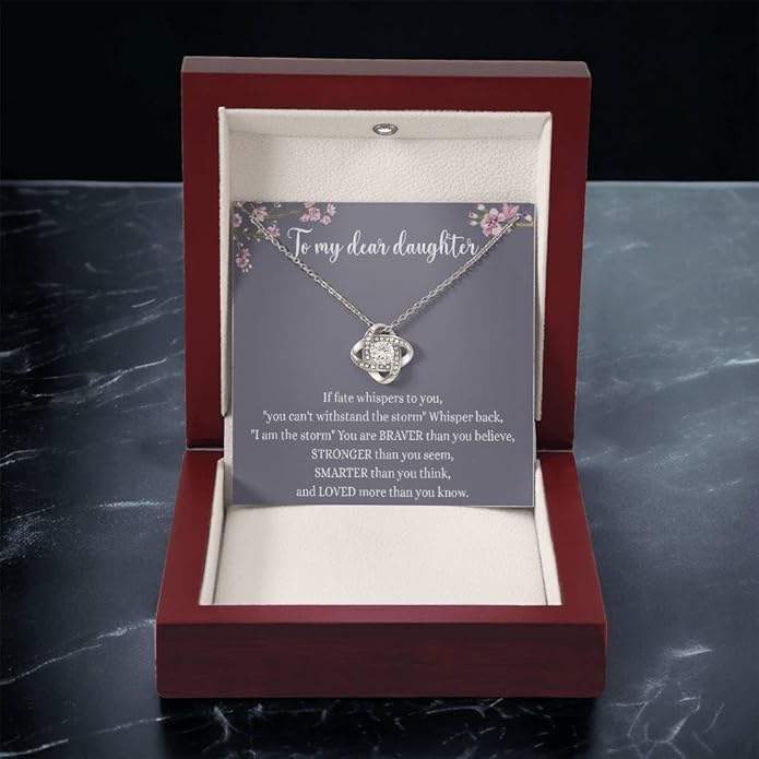 VIRAGIL To My Daughter Gift Necklace From Dad or Mom - Badass Daughter Jewelry With Heartfelt Message & Elegant Box