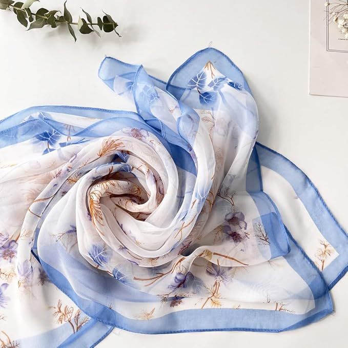 Pokeedioty Scarfs for Women Lightweight Fashion Scarves Elegant Floral Pattern Sheer Scarfs Sunscreen Shawls Wraps