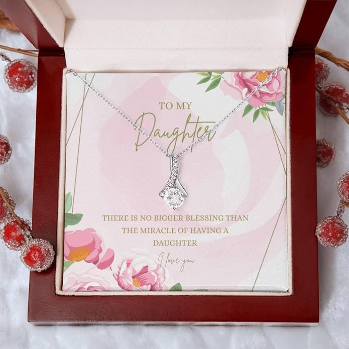VIRAGIL To My Daughter Gift Necklace From Dad or Mom - Badass Daughter Jewelry With Heartfelt Message & Elegant Box