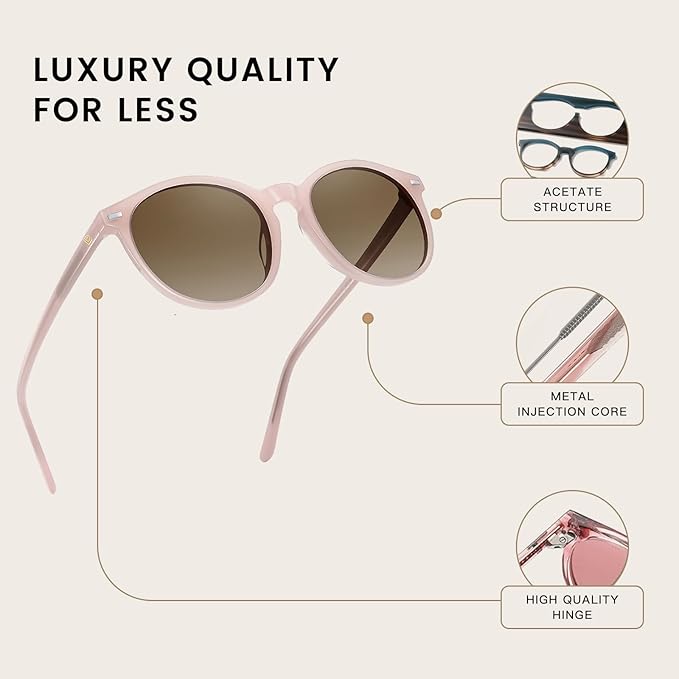 DUCO Polarized Sunglasses for Women Retro Round Women's Sunglasses Classic Vintage UV400 Shades DC1230