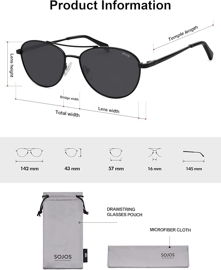 SOJOS Retro Polarized Aviator Sunglasses for Women Men Vintage 70s Style UV Protection Womens Mens Sun Glasses SJ1265