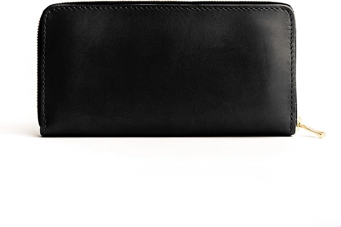Portland Leather Goods Women's Accordion Zip Wallet – Handcrafted in Durable, Full-Grain Leather – 8 Card Slots & Secure Zippered Pocket – Black