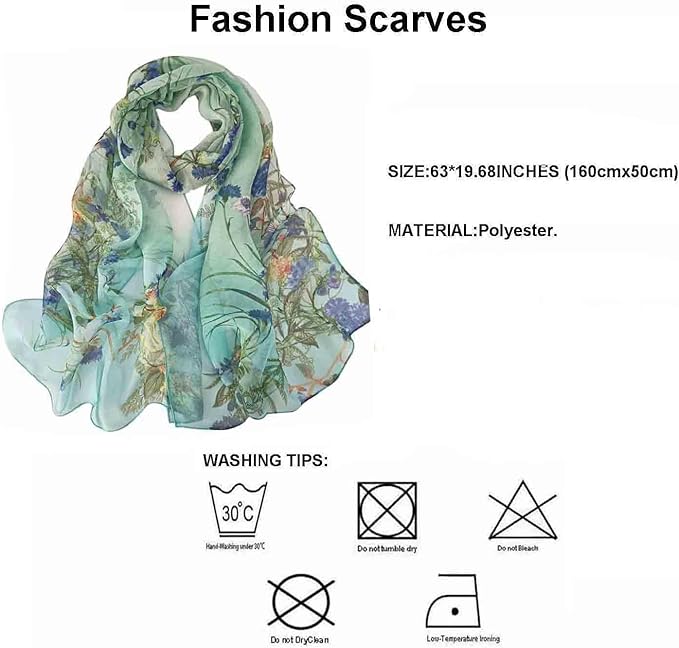Pokeedioty Scarfs for Women Lightweight Scarves Elegant Floral Pattern Sheer Scarfs Shawls Wraps