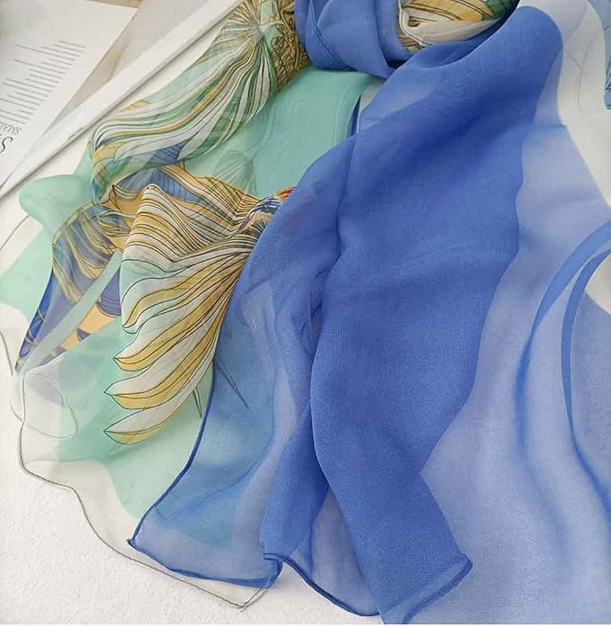 Pokeedioty Scarfs for Women Lightweight Scarves Elegant Floral Pattern Sheer Scarfs Shawls Wraps