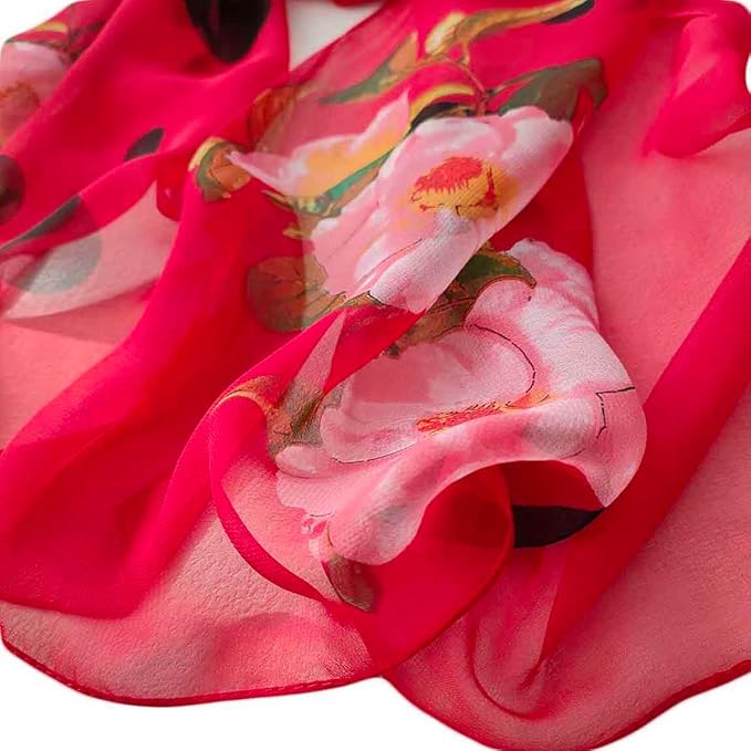Pokeedioty Scarfs for Women Lightweight Fashion Scarves Elegant Floral Pattern Sheer Scarfs Sunscreen Shawls Wraps