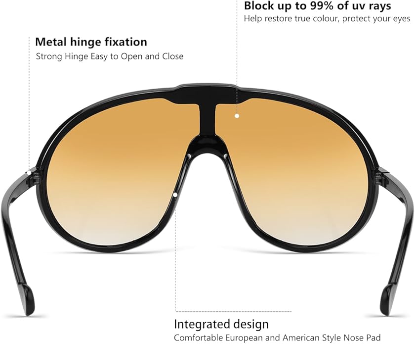 Trendy Oversized Sunglasses for Women Men Fashion Shield Aviator Sun Glasses UV400 Protection Goggles