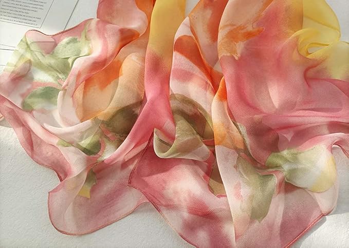 Pokeedioty Scarfs for Women Lightweight Fashion Scarves Elegant Floral Pattern Sheer Scarfs