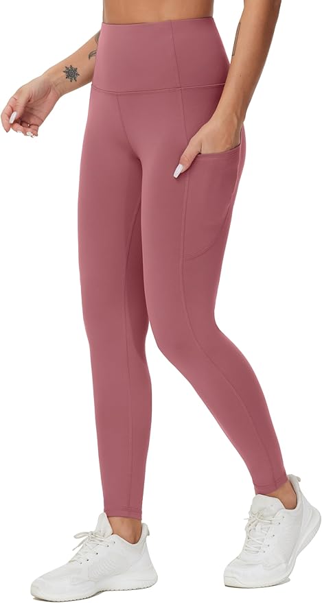 THE GYM PEOPLE Thick High Waist Yoga Pants with Pockets, Tummy Control Workout Running Yoga Leggings for Women