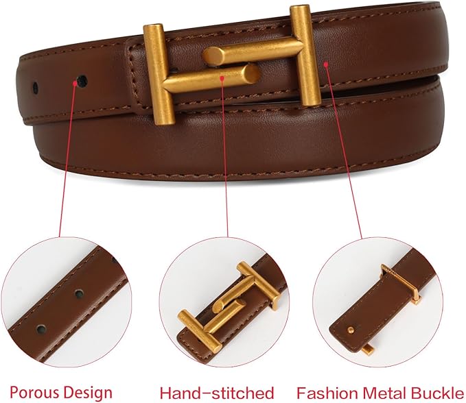 Relang Women's Belts with Gold Buckle, Fashion Waist Band, Elegant Ladies' Belt, Gift for Women