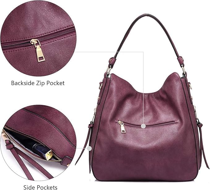 Realer Hobo Crossbody Bags for Women Designer Faux Leather Hobo Handbags Retro Large Size Shoulder Bag Bucket Purse