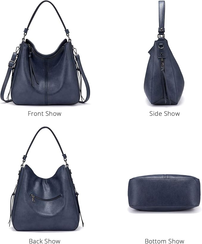 Realer Hobo Crossbody Bags for Women Designer Faux Leather Hobo Handbags Retro Large Size Shoulder Bag Bucket Purse