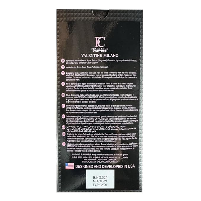 Perfume for Men Valentine Milano Eau de Toilette Natural Spray Men Cologne Masculine Scent 3.4 Fl Oz/100ML