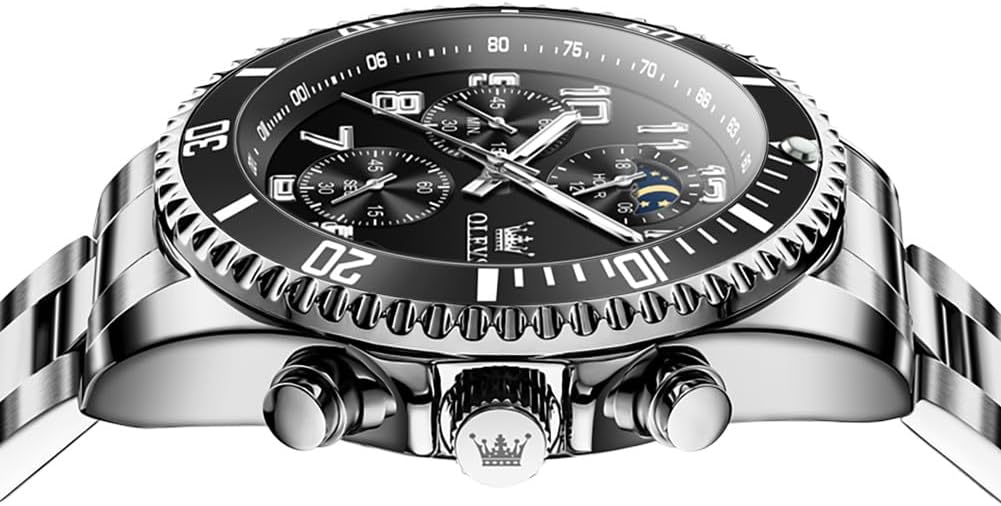OLEVS Mens Watches Big Face Stainless Steel Waterproof Date Analog Quartz Watches Fashion BusinessWrist Watches for Men…