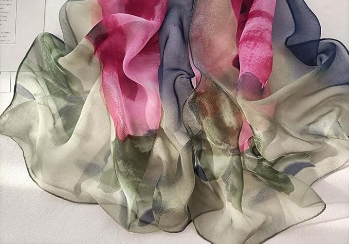 Pokeedioty Scarfs for Women Lightweight Fashion Scarves Elegant Floral Pattern Sheer Scarfs